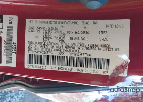 2017 Toyota Tacoma Trd Off Road из США, поврежденный, VIN 5TFCZ5AN9HX068763